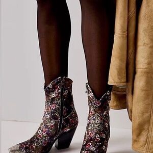 Free People Floral Patterned Ankle Boots